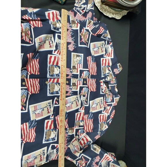 Cotton‎ Traders Sport Mens XXL Long Sleeve Button Up Shirt Flags President Vntg - Picture 5 of 6